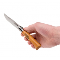 Нож OPINEL №8, углеродистая сталь, рукоять из дерева бука, с чехлом, в деревянной коробке 